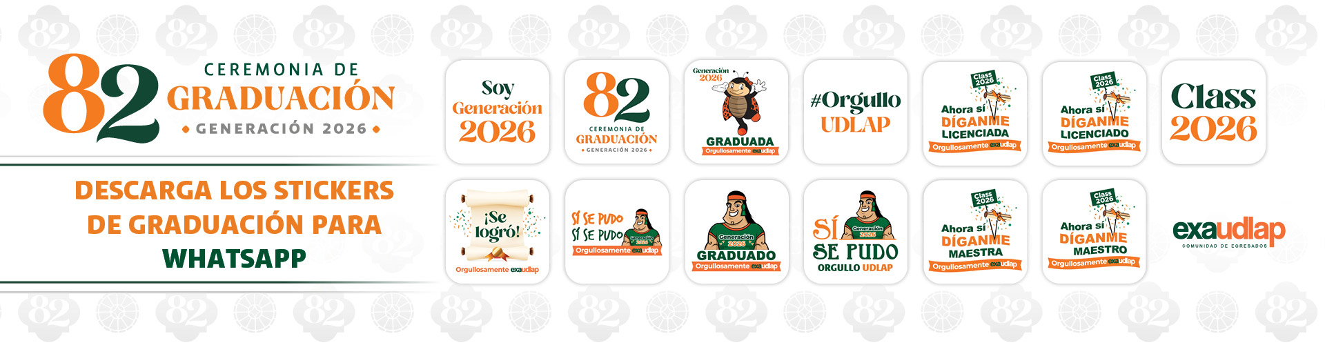 Stickers de graduación para WhatsApp — vista escritorio