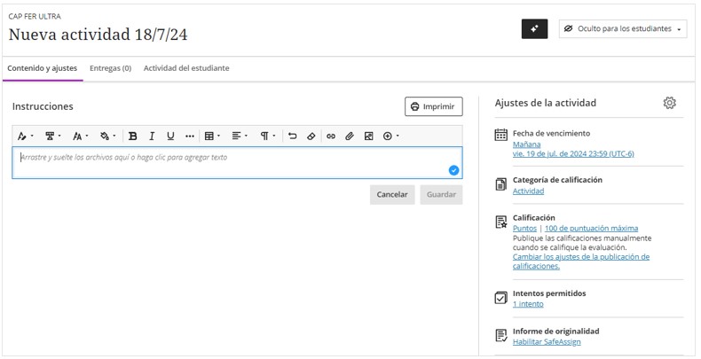 actualizaciones blackboard