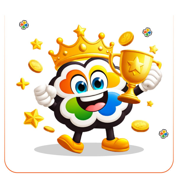 Trebolín celebrando con premios